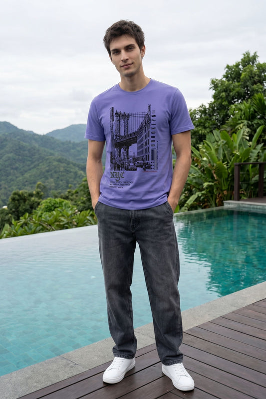 Purple Chest Printed T-Shirt for Men