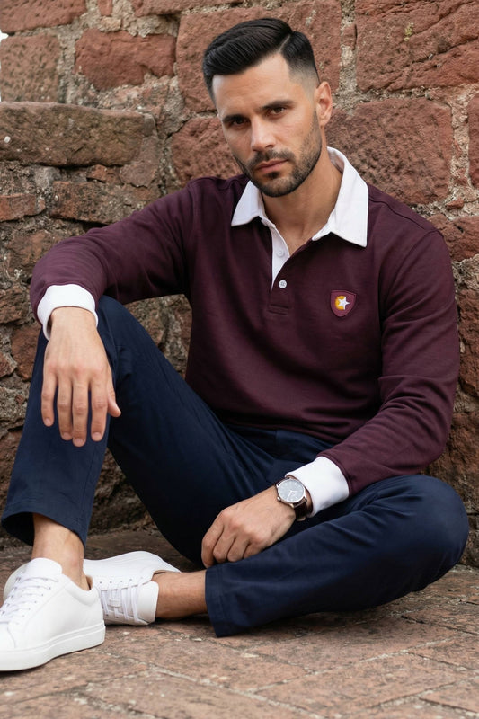 Maroon Rugby Polo Sweatshirt for Men