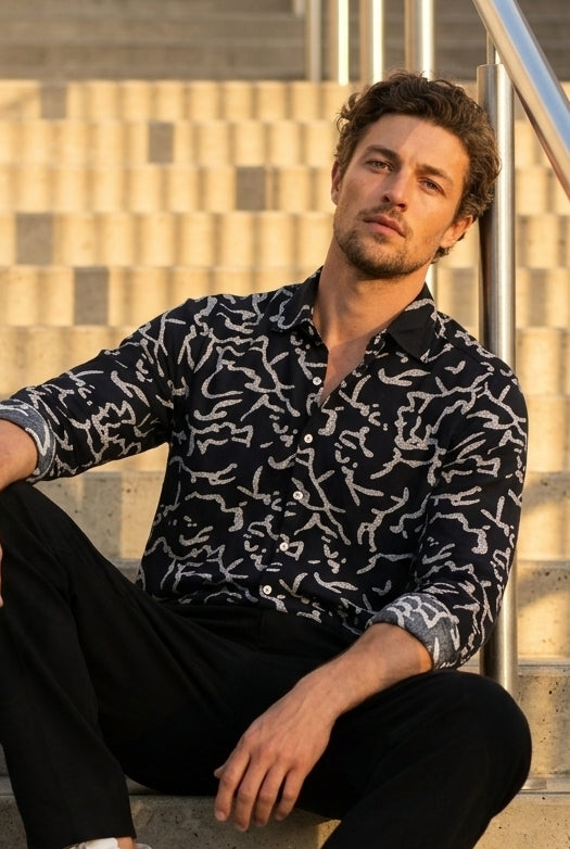 Navy Discharge Printed Shirt for Men