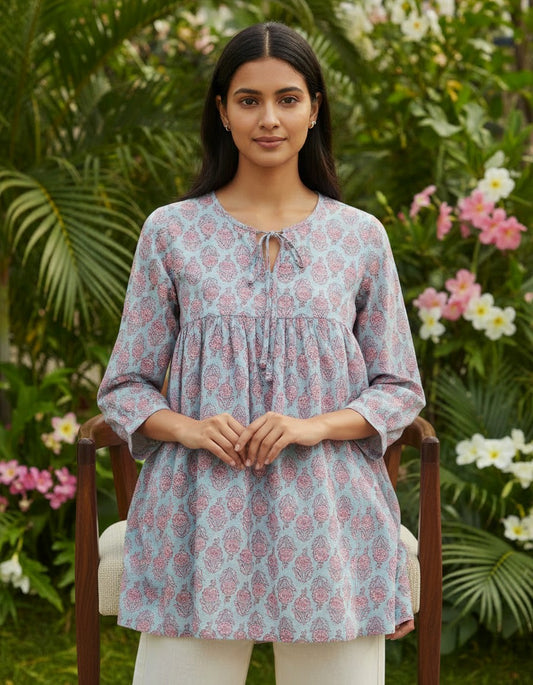 Purple Printed Blouse for Women