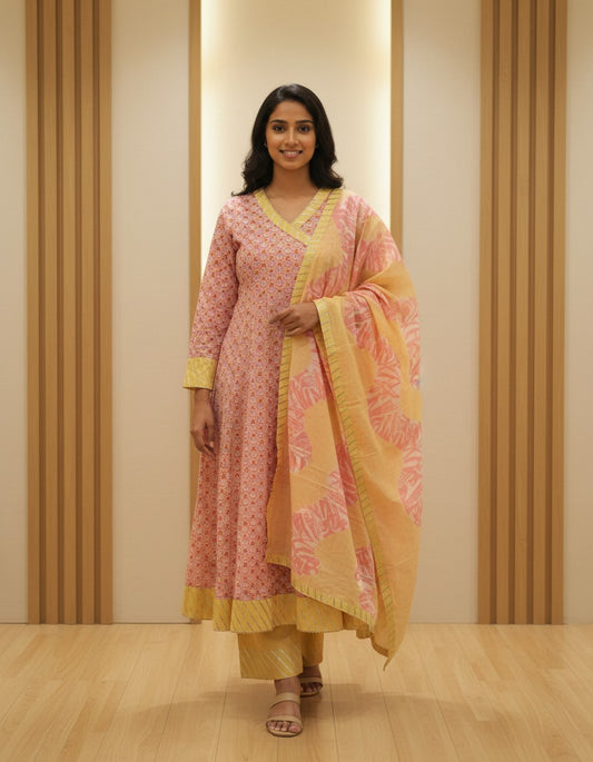 Pink Printed Kurta Set for Women