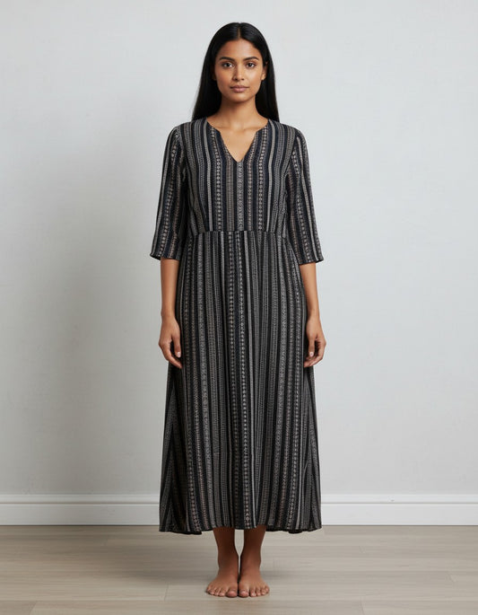 Black Printed Button-Down Shirt for Women