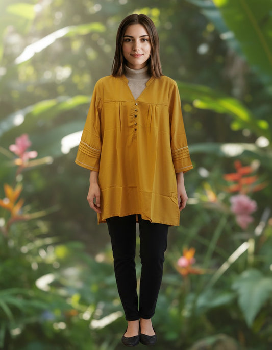 Mustard Solid Blouse for Women