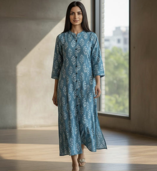 Sky Blue Printed Kurta Set for Women