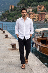 Jet Black Relaxed Lenin Trousers