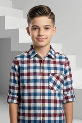 Red Multi Check Shirt for Kids