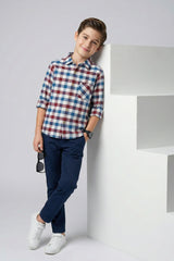 Red Multi Check Shirt for Kids