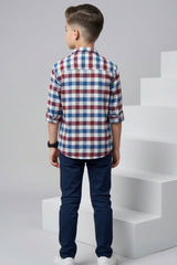 Red Multi Check Shirt for Kids