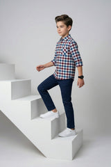 Red Multi Check Shirt for Kids