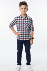 Red Multi Check Shirt for Kids