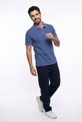 Light Blue Acid Washed Polo T-shirt for Men