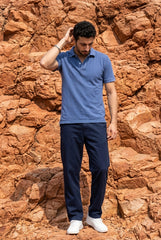 Light Blue Acid Washed Polo T-shirt for Men