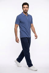Light Blue Acid Washed Polo T-shirt for Men