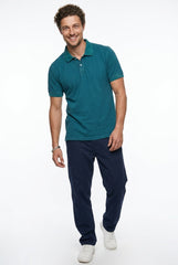Dark Olive Acid Washed Polo T-shirt for Men