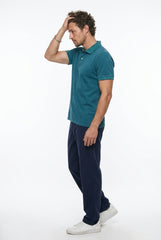 Dark Olive Acid Washed Polo T-shirt for Men