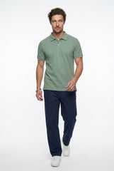 Khaki Acid Washed Polo T-shirt for Men