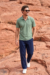 Khaki Acid Washed Polo T-shirt for Men
