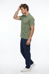 Khaki Acid Washed Polo T-shirt for Men