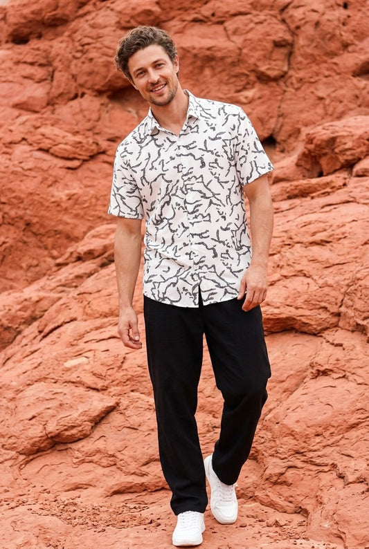 Off-White Discharge Short Sleeve Shirt for Men