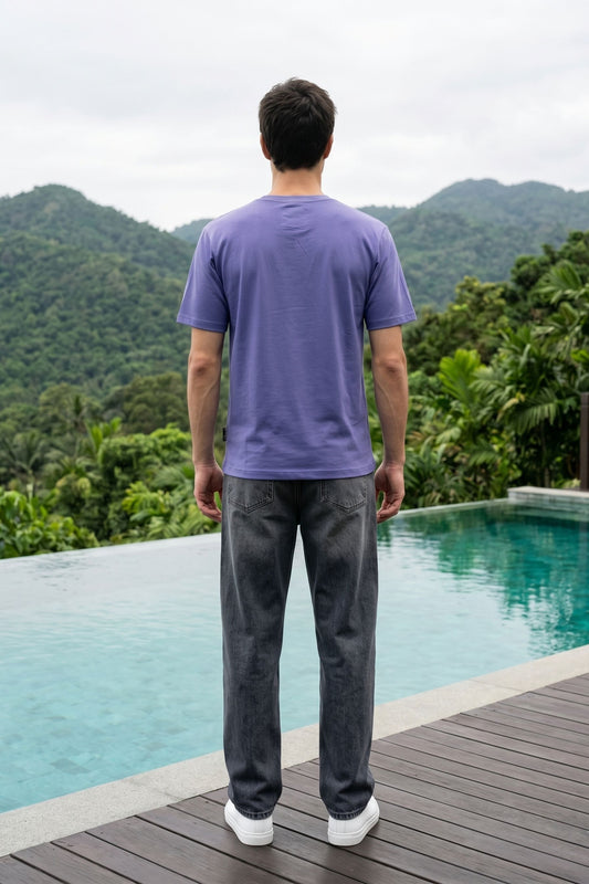 Purple Chest Printed T-Shirt for Men