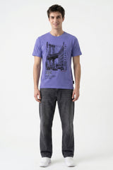 Purple Chest Printed T-Shirt for Men