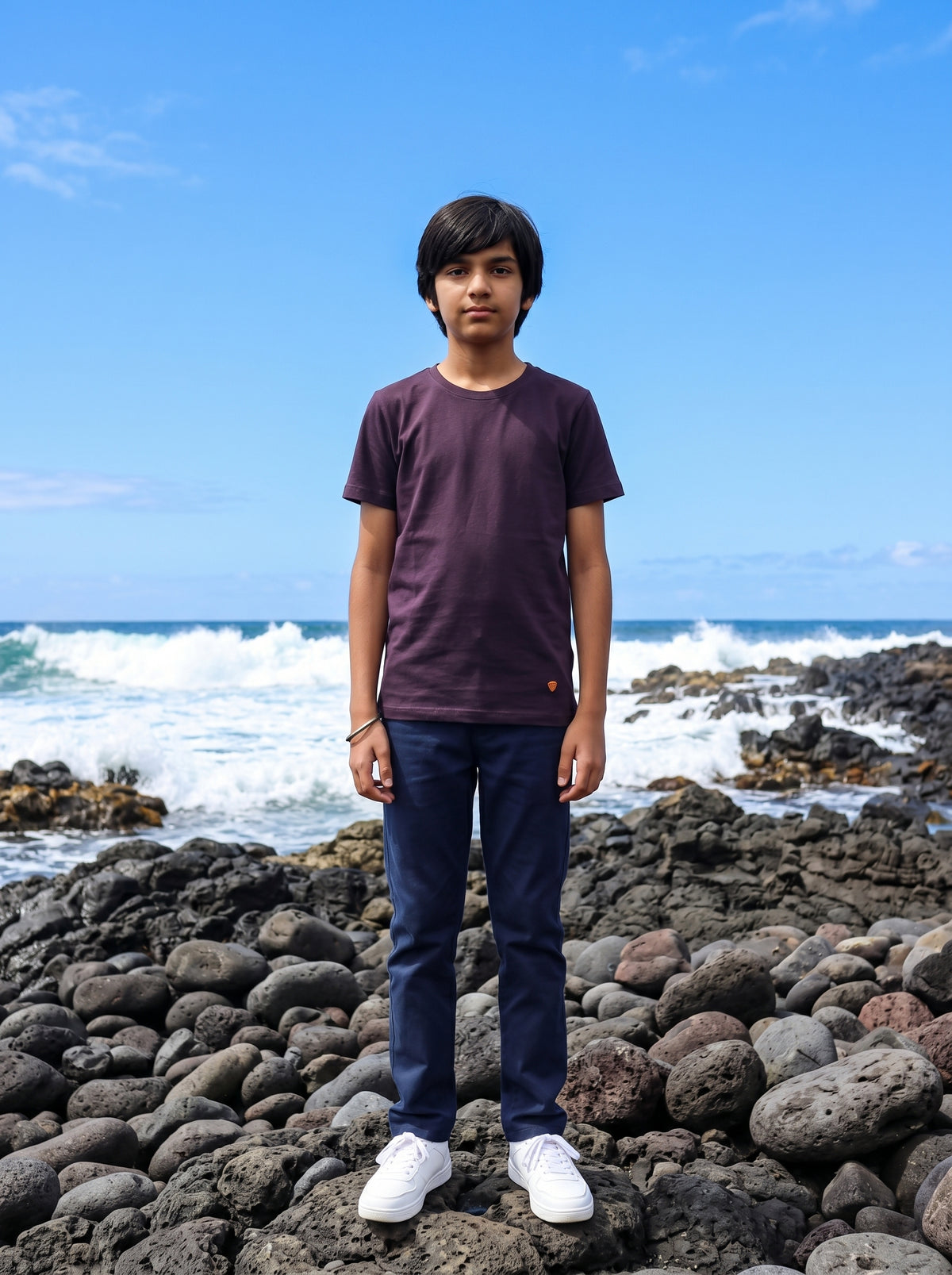 Boys washed plain t-shirt