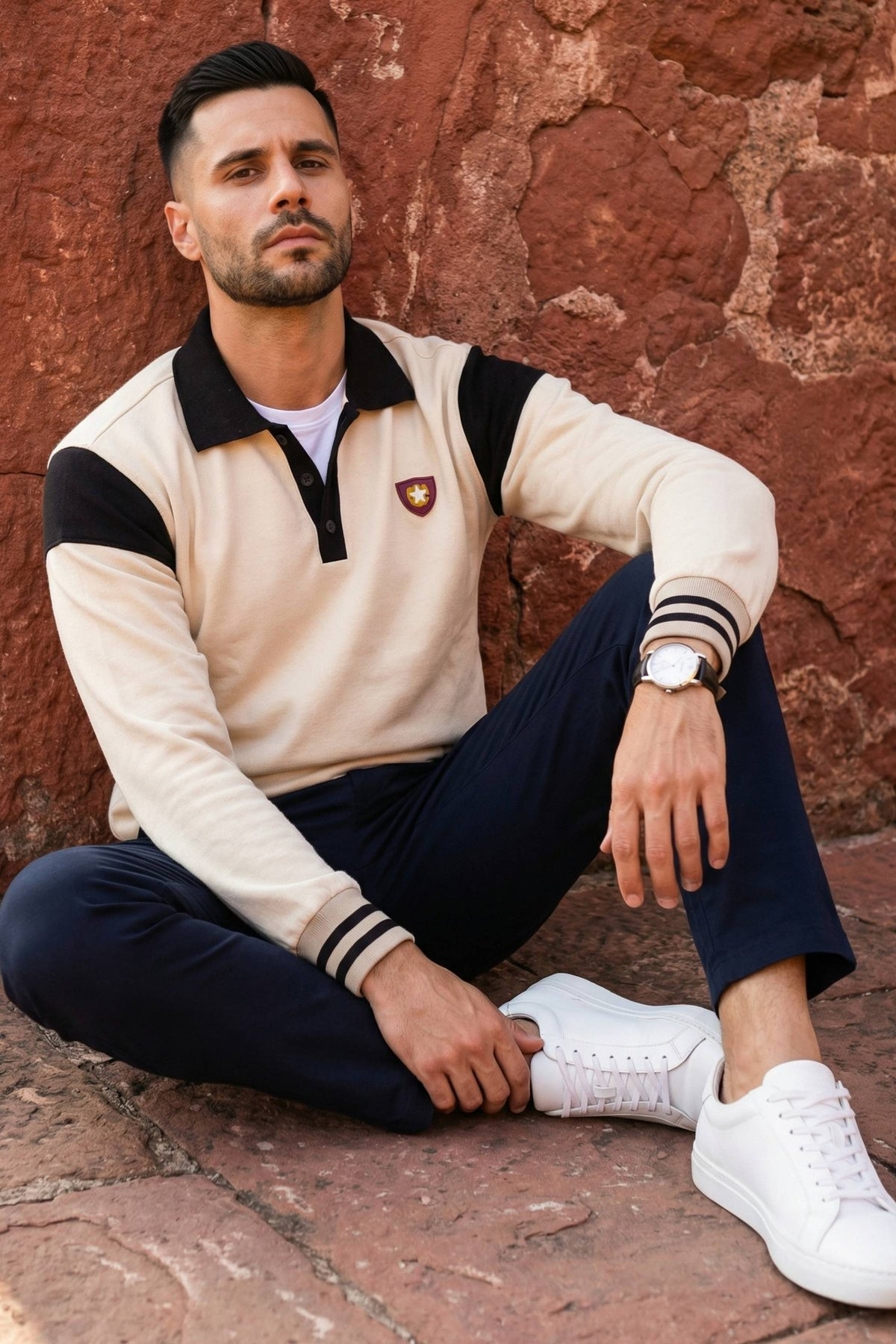 Ecru Rugby Polo Sweatshirt for Men