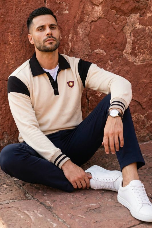 Ecru Rugby Polo Sweatshirt for Men