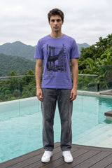 Purple Chest Printed T-Shirt for Men
