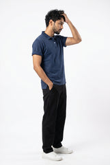 Indigo Navy Acid Washed Polo T-shirt for Men