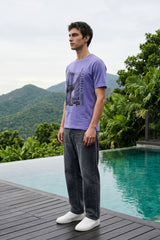 Purple Chest Printed T-Shirt for Men