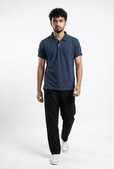 Indigo Navy Acid Washed Polo T-shirt for Men