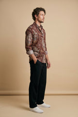 Dusty Brown Paisley Printed shirt for Men