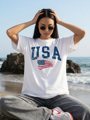 White Printed Oversized T-Shirt for Women