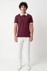 Maroon Solid Polo T-Shirt for Men