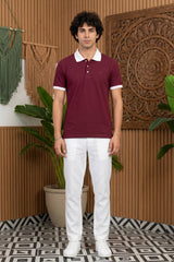 Maroon Solid Polo T-Shirt for Men
