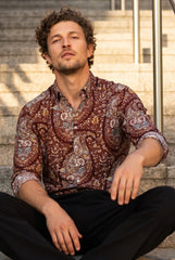 Dusty Brown Paisley Printed shirt for Men