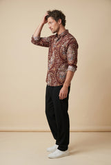 Dusty Brown Paisley Printed shirt for Men