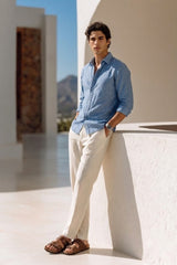 Natural white Relaxed Lenin Trousers