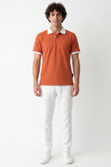 Orange Solid Polo T-Shirt for Men
