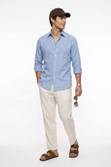 Natural white Relaxed Lenin Trousers