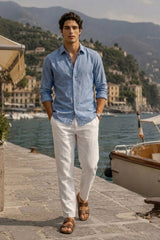 Natural white Relaxed Lenin Trousers