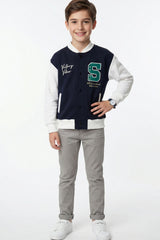 Navy & Ecru Varsity Jacket for Kids