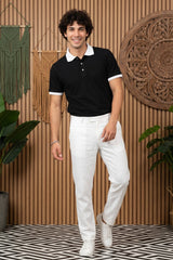 Black Solid Polo T-Shirt for Men