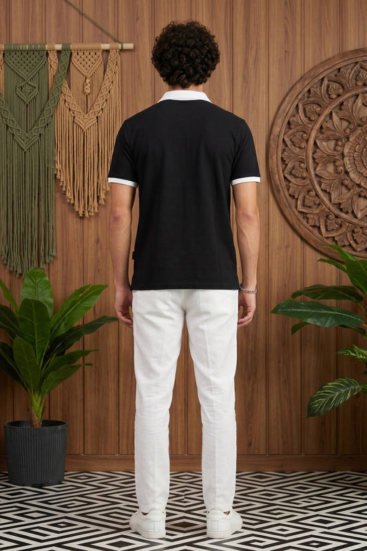 Black Solid Polo T-Shirt for Men