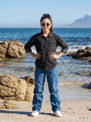 Black Washed Denim Shirt for Kids