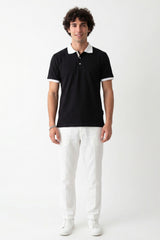 Black Solid Polo T-Shirt for Men