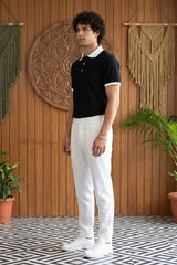 Black Solid Polo T-Shirt for Men