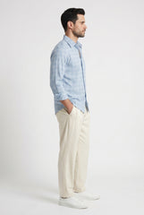 Teal Blue Plaid Check Shirt for Men