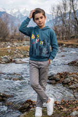 Blue Printed Hoodie for Kids